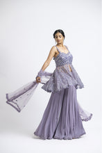 Load image into Gallery viewer, SMOKY LILAC PEPLUM SHARARA SET
