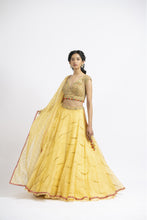 Load image into Gallery viewer, SUNBURST YELLOW ORGANZA LEHENGA SET
