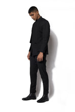 Load image into Gallery viewer, Black Layered Embroidered Bandhgala Set

