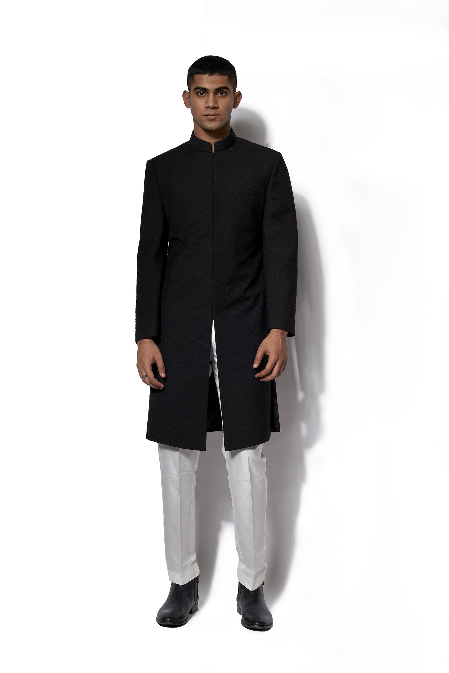 Black Basic Long Jacket Set