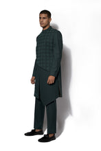 Load image into Gallery viewer, Forest Green Asymmetrical layered Long Jacket Set
