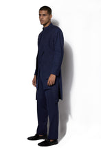 Load image into Gallery viewer, Navy Blue Asymmetrical Layered Long Jacket Set
