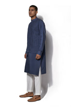 Load image into Gallery viewer, Denim Blue Asymmetrical Textured Kurta Set
