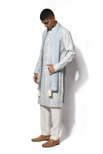 Load image into Gallery viewer, Ice Blue Front Open Embroidered Kurta Set
