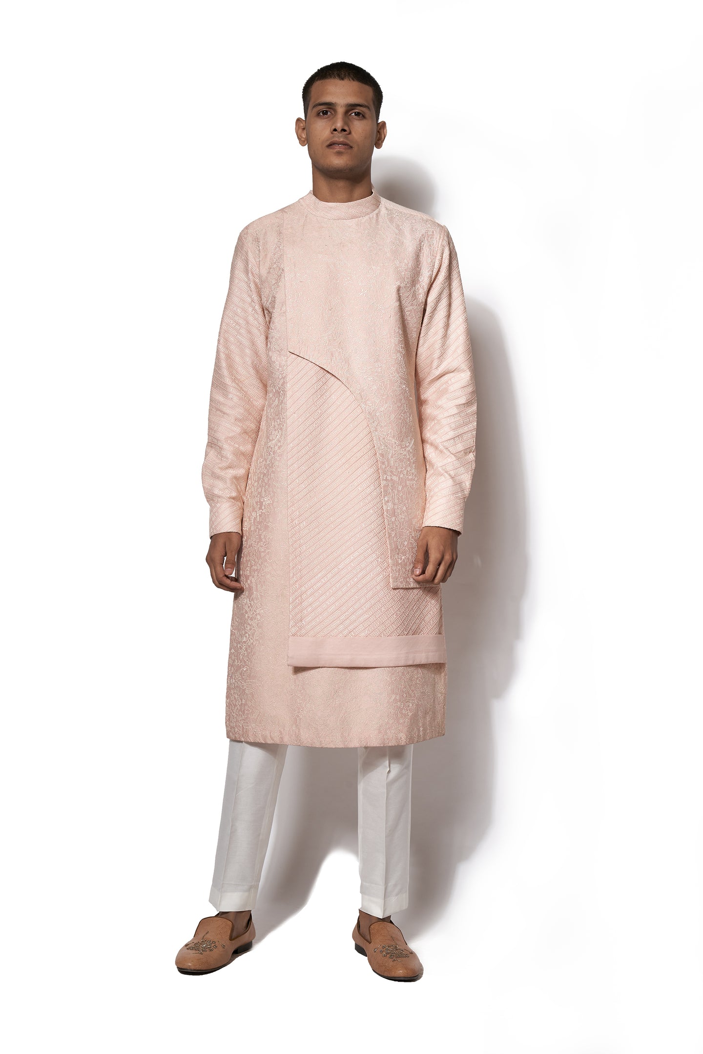 Peach Asymmetrical Kurta Set