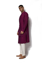 Load image into Gallery viewer, Dark Pink Asymmetrical Textured Kurta Set
