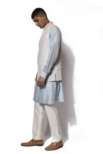 Load image into Gallery viewer, Ice Blue Embroidered Bundi Kurta Set
