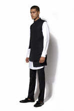Load image into Gallery viewer, Black Asymmetrical Nehru Jacket Set
