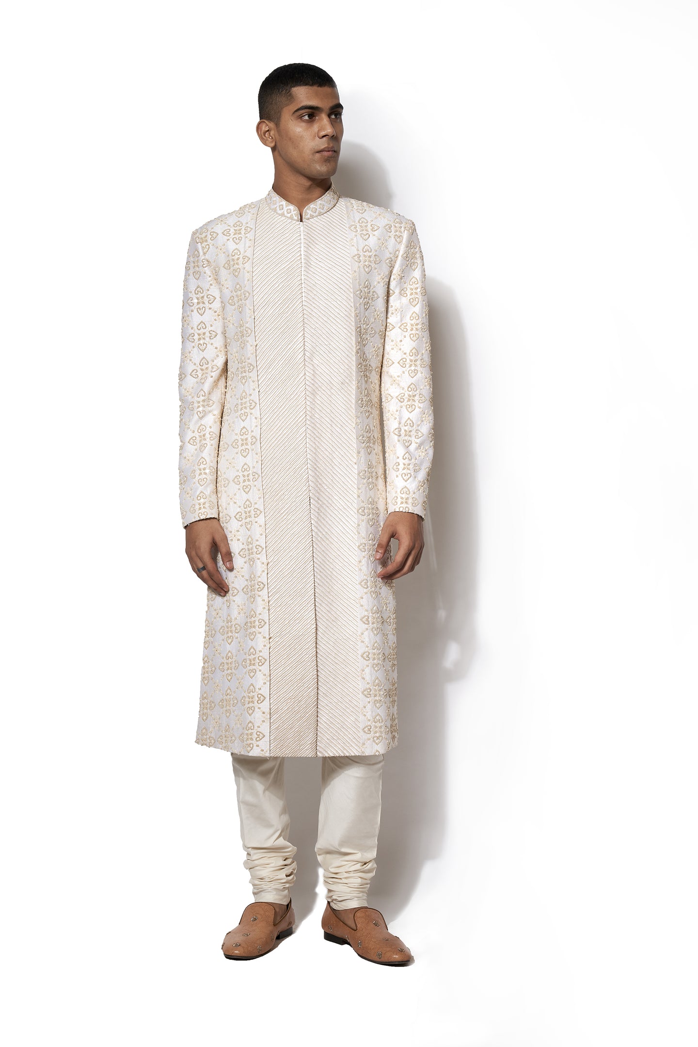 Ivory Hand Embroidered Sherwani Set