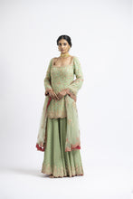 Load image into Gallery viewer, JADE GREEN GEORGETTE GOTA EMBROIDERY SET
