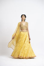 Load image into Gallery viewer, SUNBURST YELLOW ORGANZA LEHENGA SET
