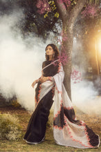 Load image into Gallery viewer, BLACK AND WHITE ORGANZA PATCHWORK SAREE
