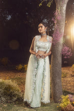 Load image into Gallery viewer, MINT GREEN TROUSER WITH PLEATED CROP TOP AND JACKET SET
