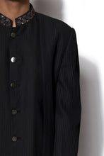 Load image into Gallery viewer, Black Layered Embroidered Long Jacket Set

