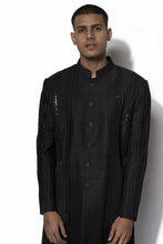 Load image into Gallery viewer, Black Embroidered Long Jacket Set
