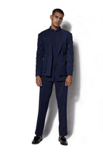 Load image into Gallery viewer, Navy Embroidered Layered Bandhgala
