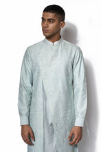 Load image into Gallery viewer, Aqua Blue Asymmetrical Embroidered Kurta Set
