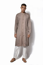 Load image into Gallery viewer, Mouse Grey Asymmetrical layered kurta Set
