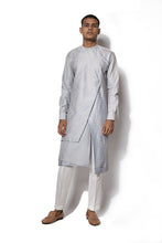 Load image into Gallery viewer, Ice blue Asymmetrical Embroidered  Kurta set

