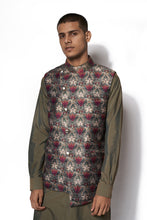 Load image into Gallery viewer, Olive Green Printed Bundi Kurta Set
