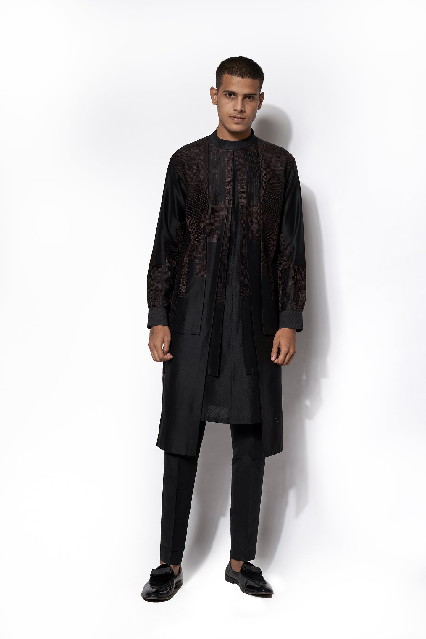 Black Asymmetrical Layered Kurta Set