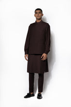 Load image into Gallery viewer, Brown Textured Nehru Jacket Set
