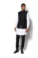 Load image into Gallery viewer, Black Asymmetrical Nehru Jacket Set
