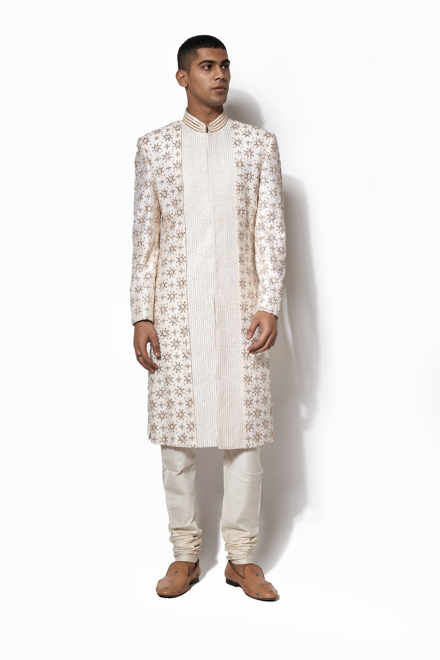 Ivory Hand Embroidered Sherwani Set