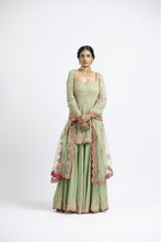 Load image into Gallery viewer, JADE GREEN GEORGETTE GOTA EMBROIDERY SET
