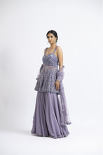 Load image into Gallery viewer, SMOKY LILAC PEPLUM SHARARA SET
