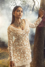 Load image into Gallery viewer, MOCHA NET KURTA SHARARA SET AND DUPATTA

