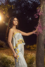 Load image into Gallery viewer, BLUE GREY PALAZZO WITH PLEATED CROP TOP WITH BELT
