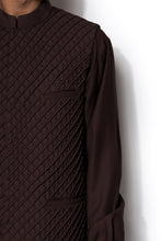 Load image into Gallery viewer, Brown Textured Nehru Jacket Set
