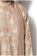 Load image into Gallery viewer, Beige Front Open Embroidered Kurta Set
