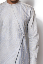 Load image into Gallery viewer, Ice blue Asymmetrical Embroidered  Kurta set
