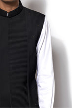Load image into Gallery viewer, Black Asymmetrical Nehru Jacket Set
