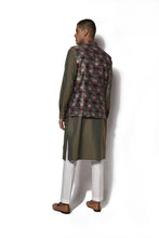 Load image into Gallery viewer, Olive Green Printed Bundi Kurta Set
