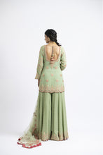 Load image into Gallery viewer, JADE GREEN GEORGETTE GOTA EMBROIDERY SET
