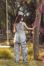 Load image into Gallery viewer, BLUE GREY TROSER SET WITH JACKET AND BUSTIER
