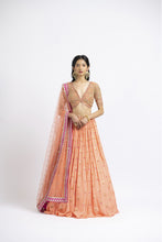 Load image into Gallery viewer, MANGO ORANGE GEORGETTE LEHENGA CHOLI SET
