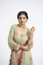 Load image into Gallery viewer, JADE GREEN GEORGETTE GOTA EMBROIDERY SET
