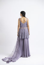 Load image into Gallery viewer, SMOKY LILAC PEPLUM SHARARA SET
