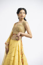Load image into Gallery viewer, SUNBURST YELLOW ORGANZA LEHENGA SET
