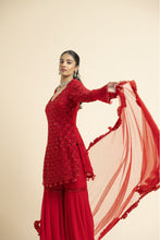 Load image into Gallery viewer, RED GEORGETTE GARARA SET
