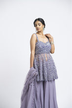 Load image into Gallery viewer, SMOKY LILAC PEPLUM SHARARA SET
