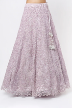 Load image into Gallery viewer, Lilac net cut dana, pearl and sequins embroidered lehenga
