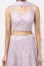 Load image into Gallery viewer, Lilac net cut dana, pearl and sequins embroidered lehenga
