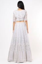 Load image into Gallery viewer, Ice blue organza self on self embroidered lehenga
