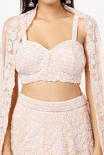 Load image into Gallery viewer, Pink organza self on self embroidered lehenga
