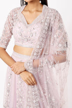 Load image into Gallery viewer, Pink organza cutdana, sequins embroidered lehenga
